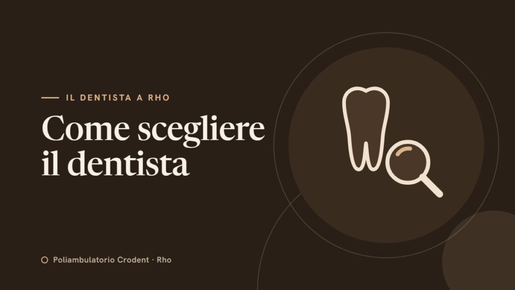 Come scegliere il dentista — illustrazione: un dente e una lente d'ingrandimento