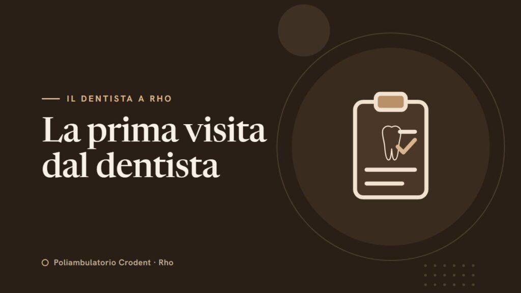 La prima visita dal dentista — illustrazione: una cartella clinica con un dente
