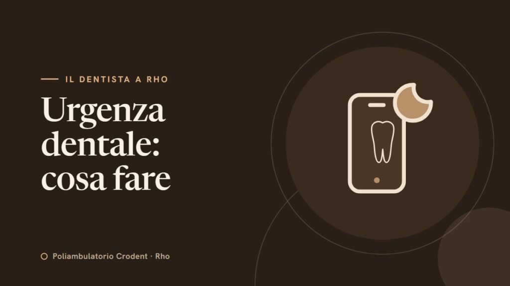 Urgenza dentale: cosa fare — illustrazione: uno smartphone e una luna